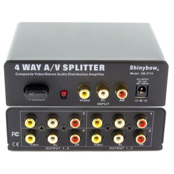 4 PORT VIDEO AUDIO SPLITER 1×4 RCA