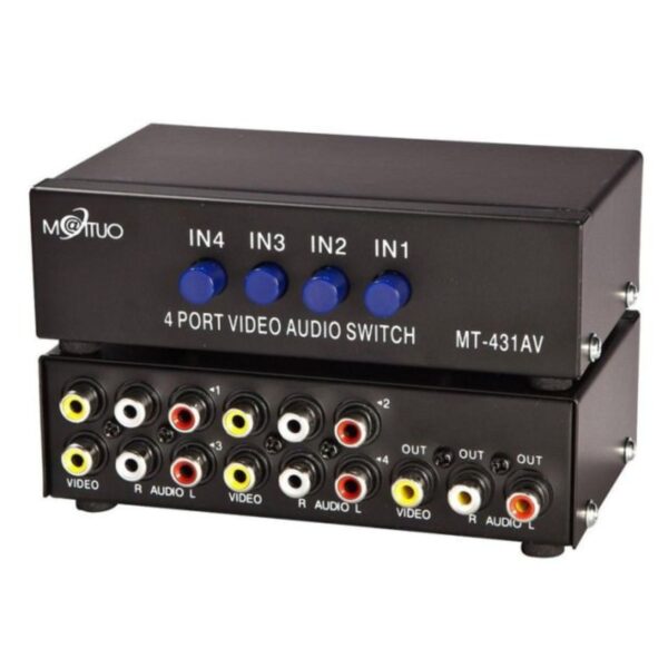 4 PORT VIDEO AUDIO SWITCHER 4×1 RCA